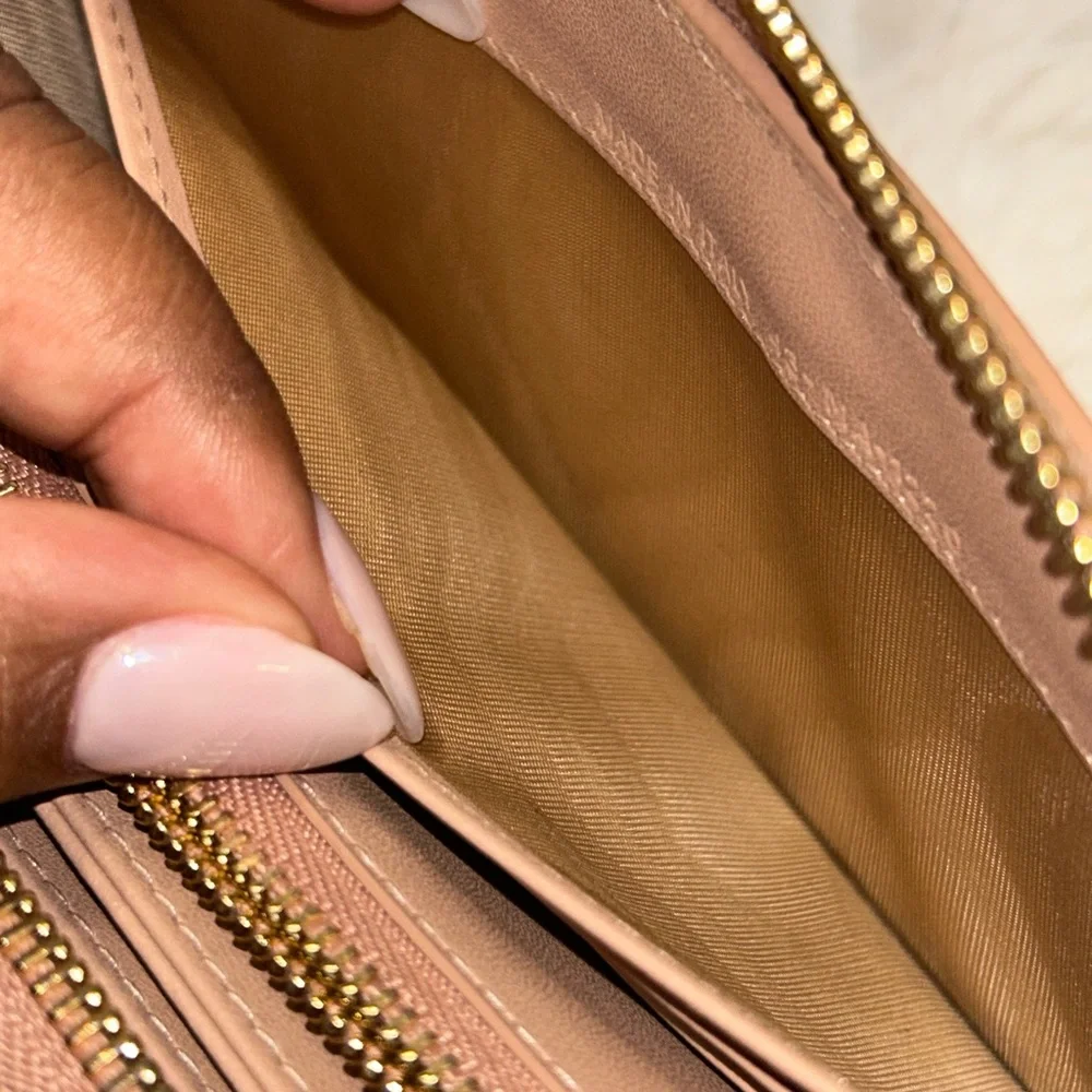 Christian Dior Blush Pink Grained Leather Zippy Wallet‎
